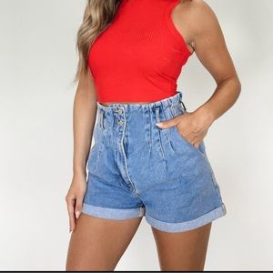 Lane 201 Paper Bag Denim Shorts Size Medium